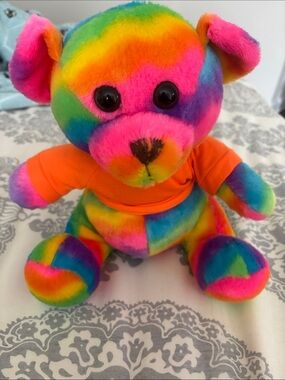 Colorful Rainbow Plush Bear Toy - Bright Multicolor